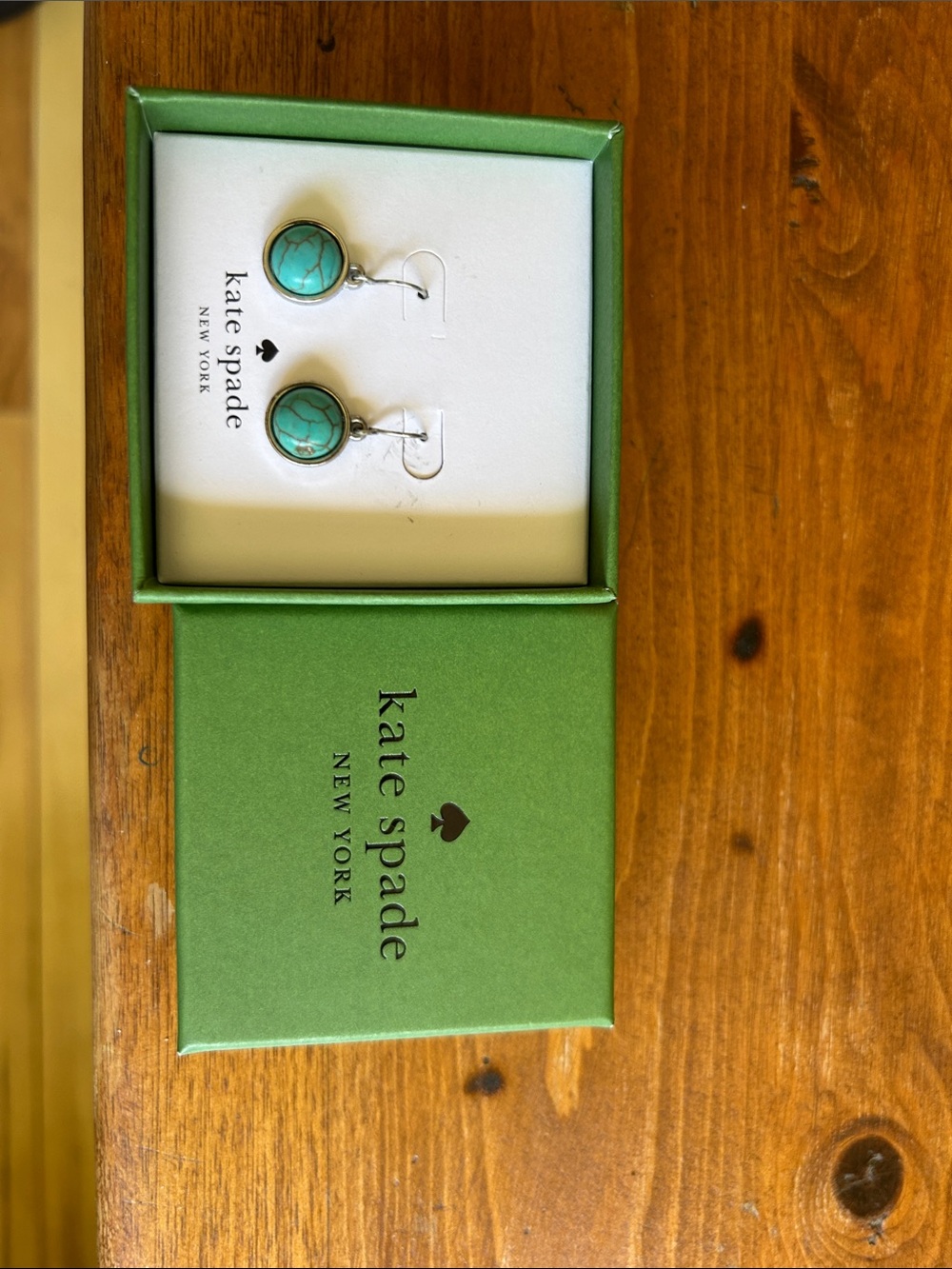 kate spade Turquoise Stone Drop Earrings with Silver Accents